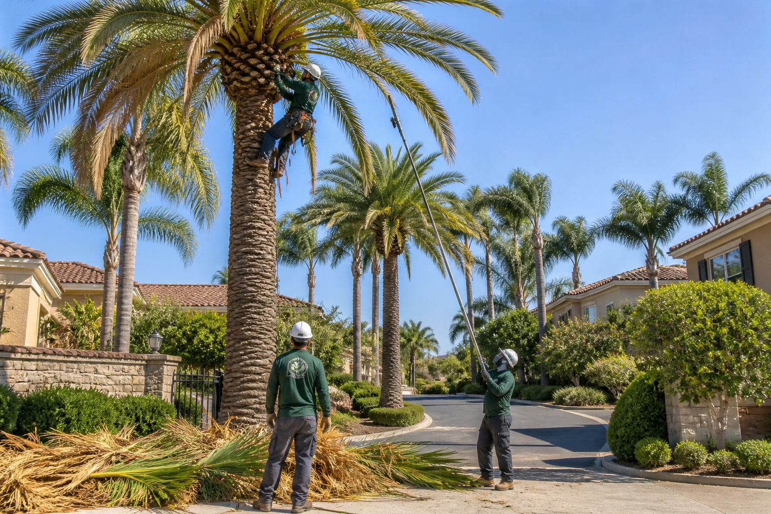 HOA palm pruning Santa Clarita by professional arborists maintaining healthy palm trees