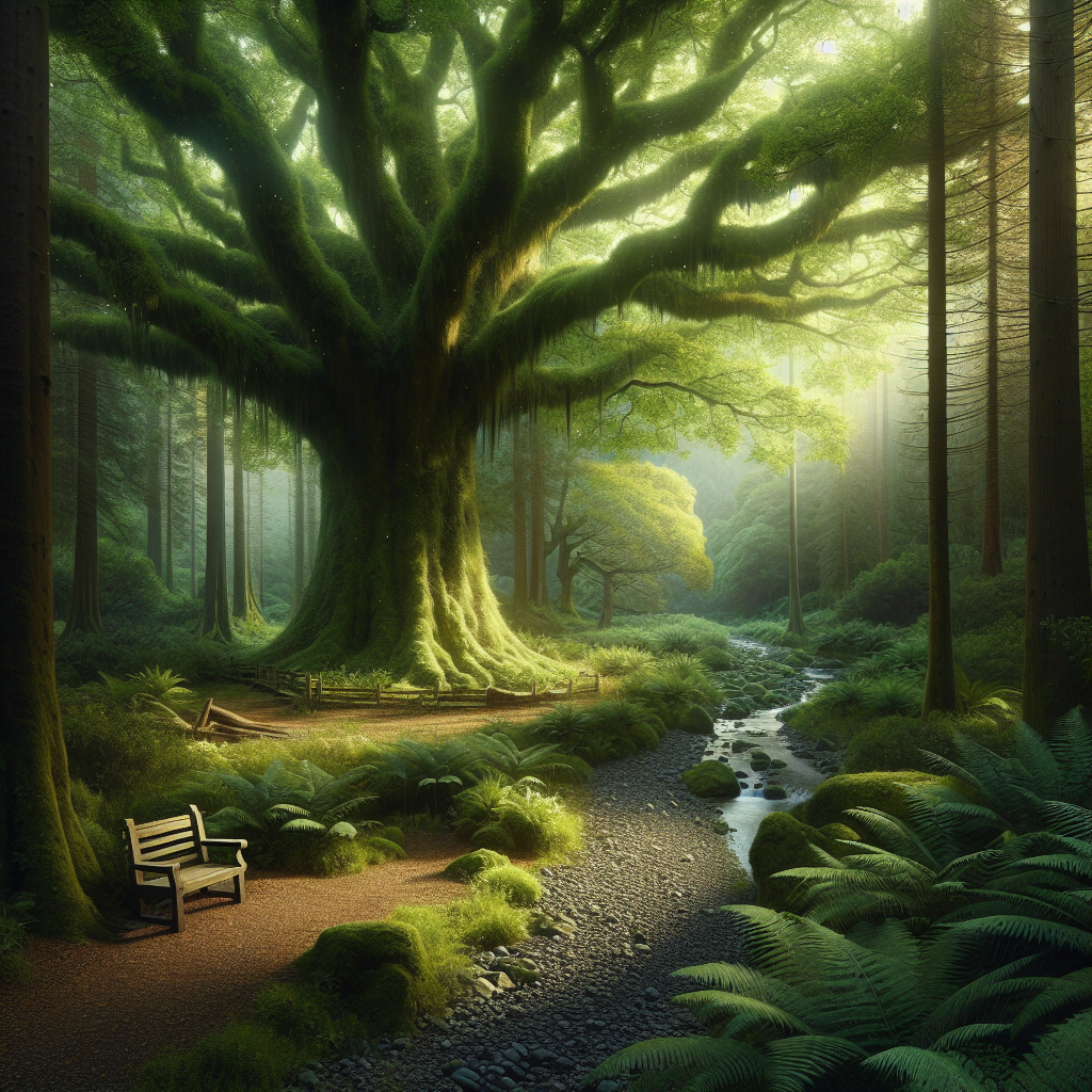A tranquil forest scene showcasing the healing power of trees.